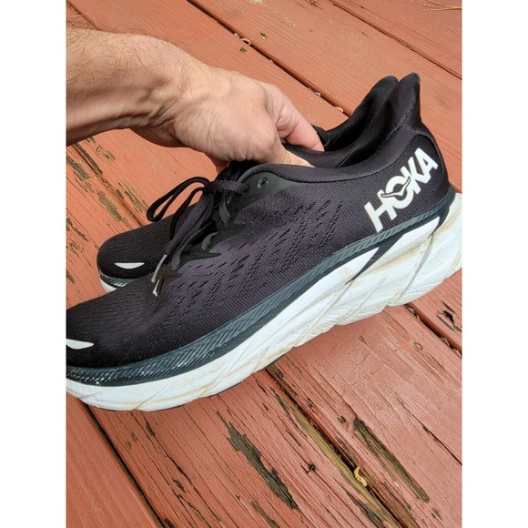 Hoka One One Clifton 8 Men’s Size 10D 1119393-BWHT Black White Running Shoes - Picture 5 of 12